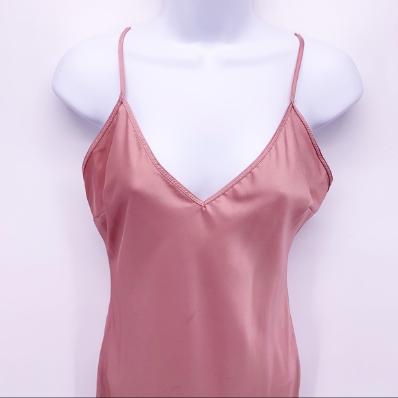 DREW Anthropologie Mauve Satin Midi Dress Sz S - Picture 2 of 8